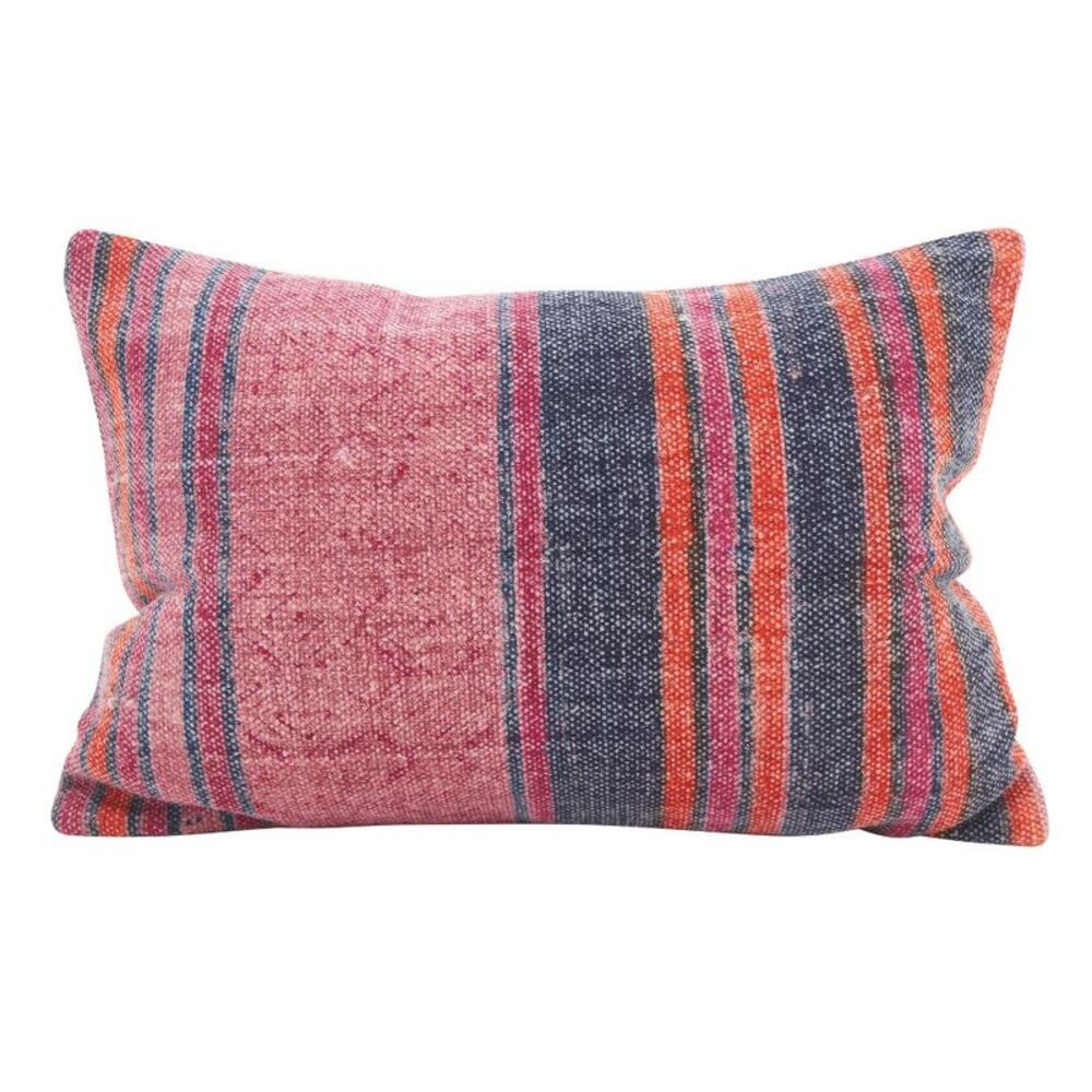 12"x20" Oversize Boho Striped Down Filled Lumbar Throw Pillow Pink -